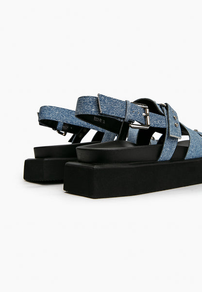 Blue Textured Sandals