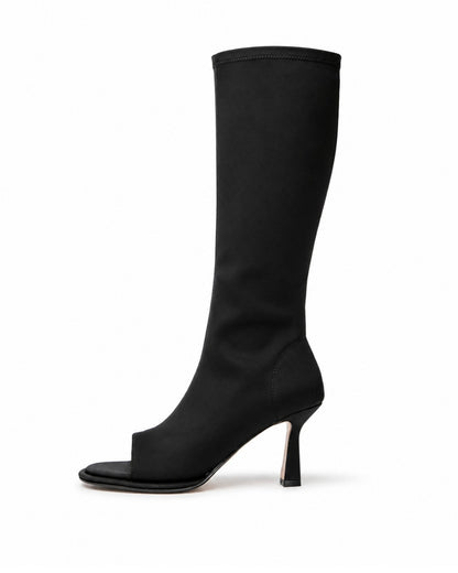 Black Peep-Toe Boots