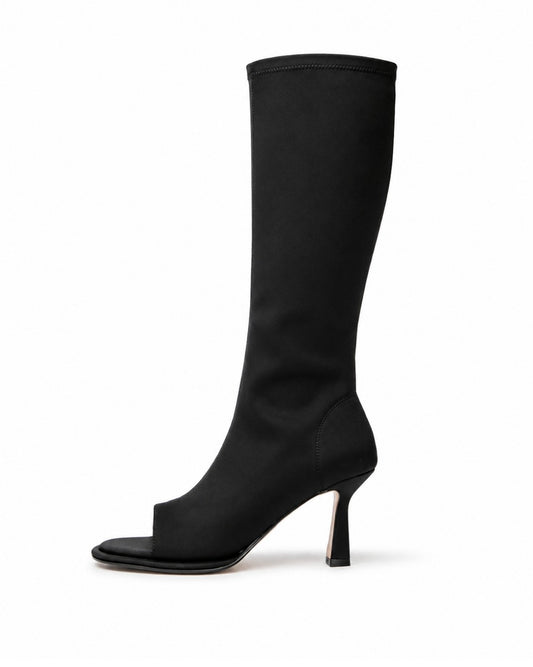 Black Peep-Toe Boots