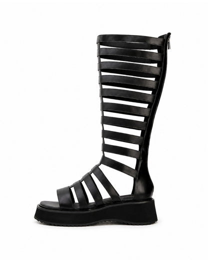 Black Gladiator Knee Boots