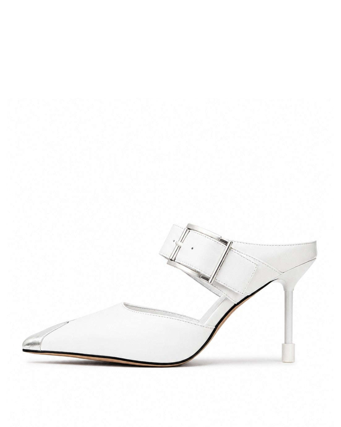 White Metal Tip Heels