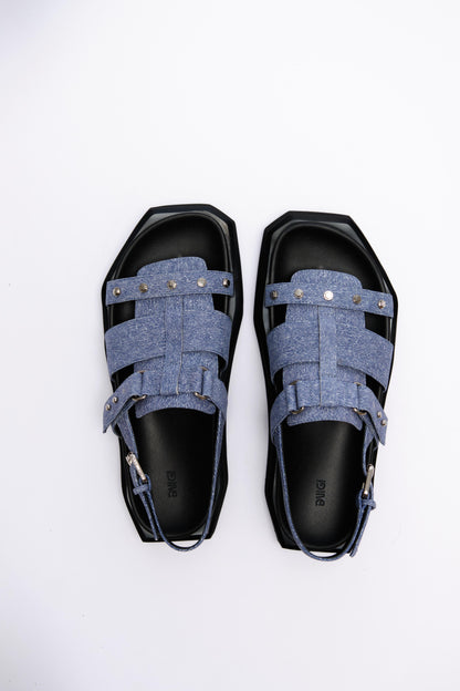 Blue Textured Sandals