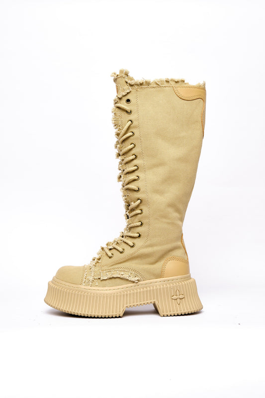 Beige Knee-High Boots