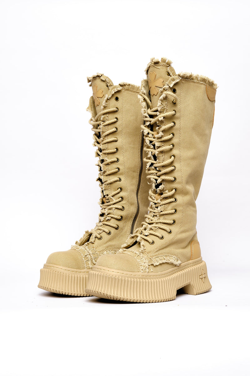 Beige Knee-High Boots