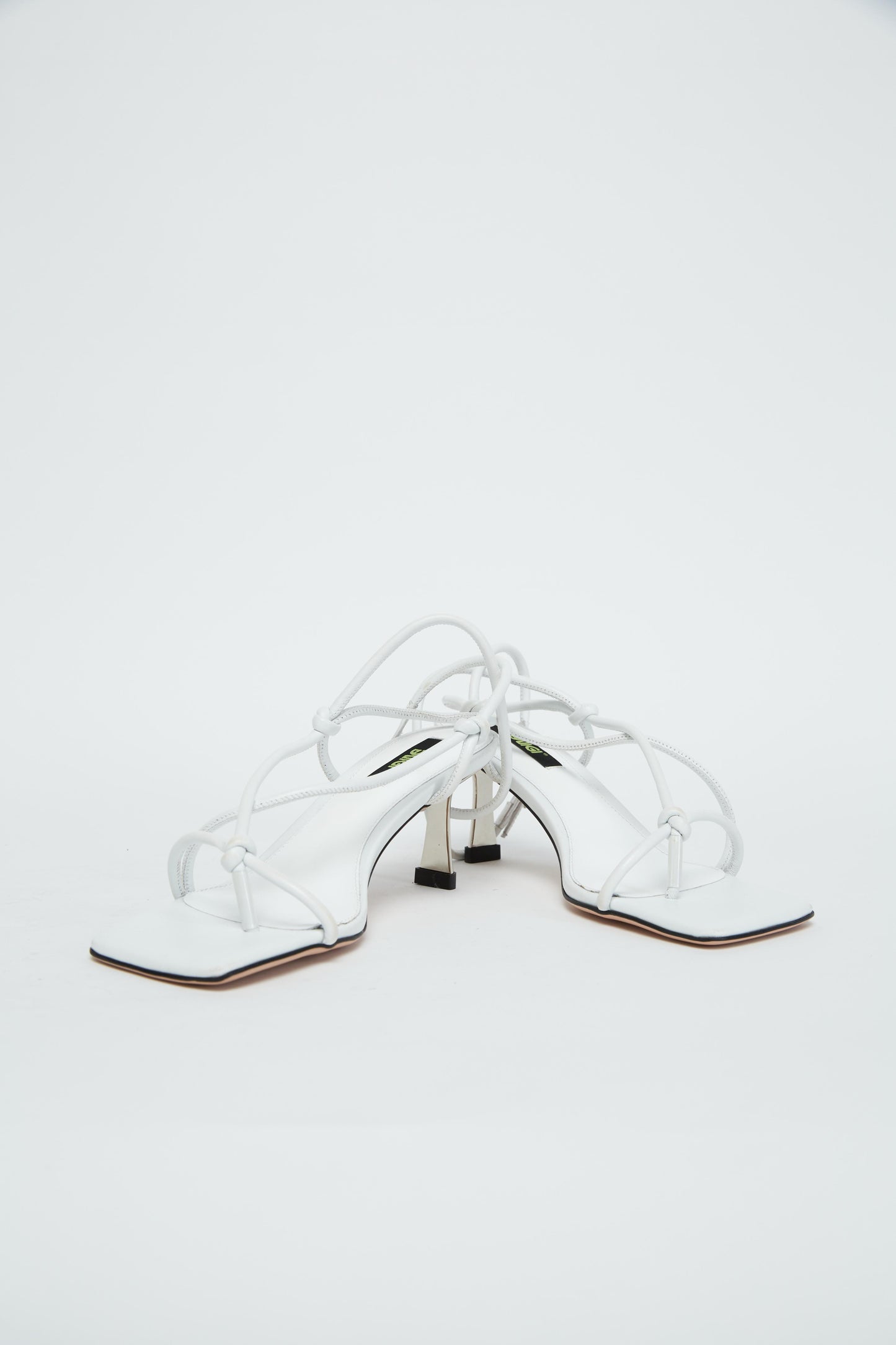 White Sculpted Heel Sandals