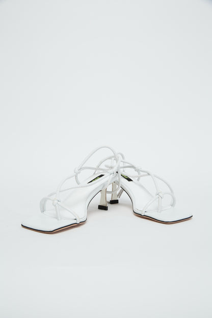 White Sculpted Heel Sandals