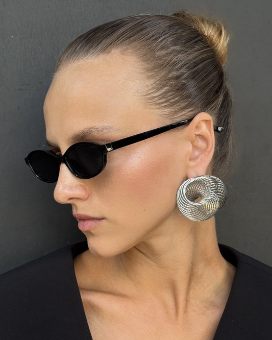 Spiral Textured Stud Silver Earrings