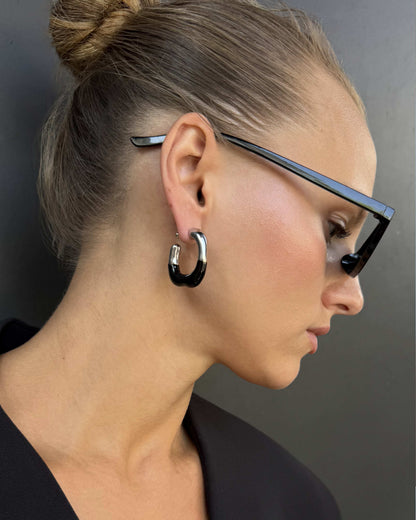 Two-Tone Chunky Hoop Earrings