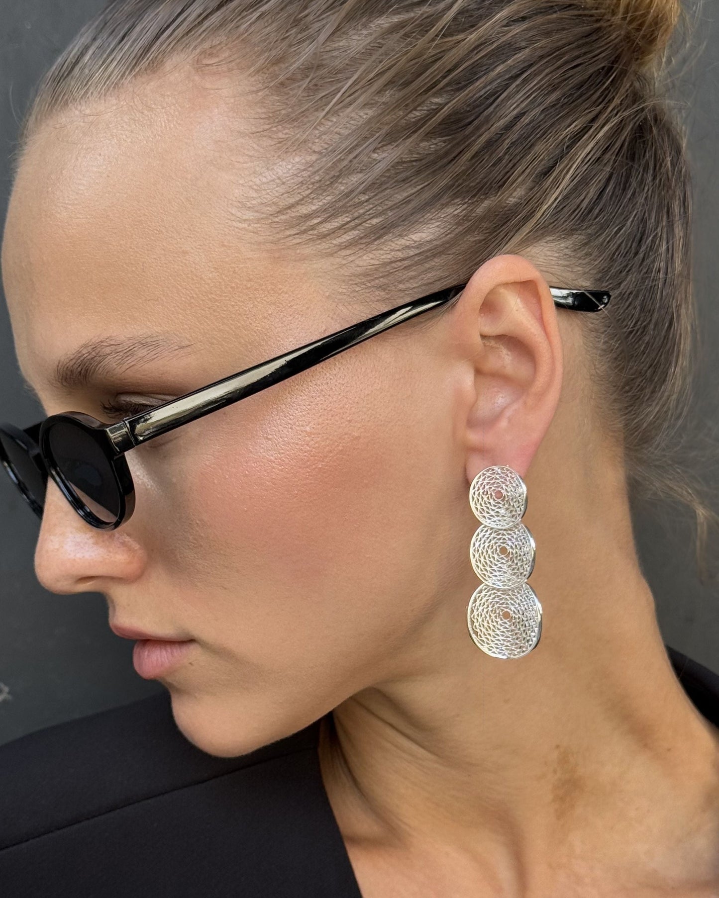 Layered Mesh Drop Earrings