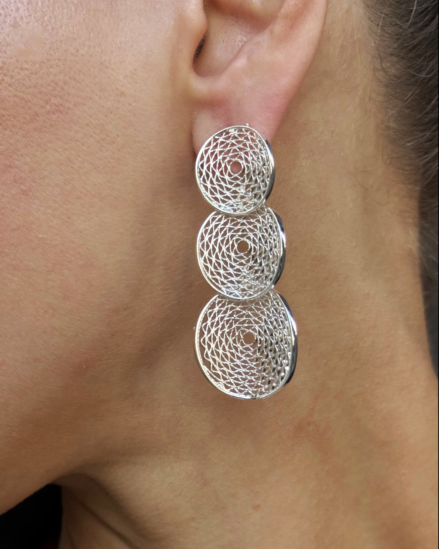 Layered Mesh Drop Earrings