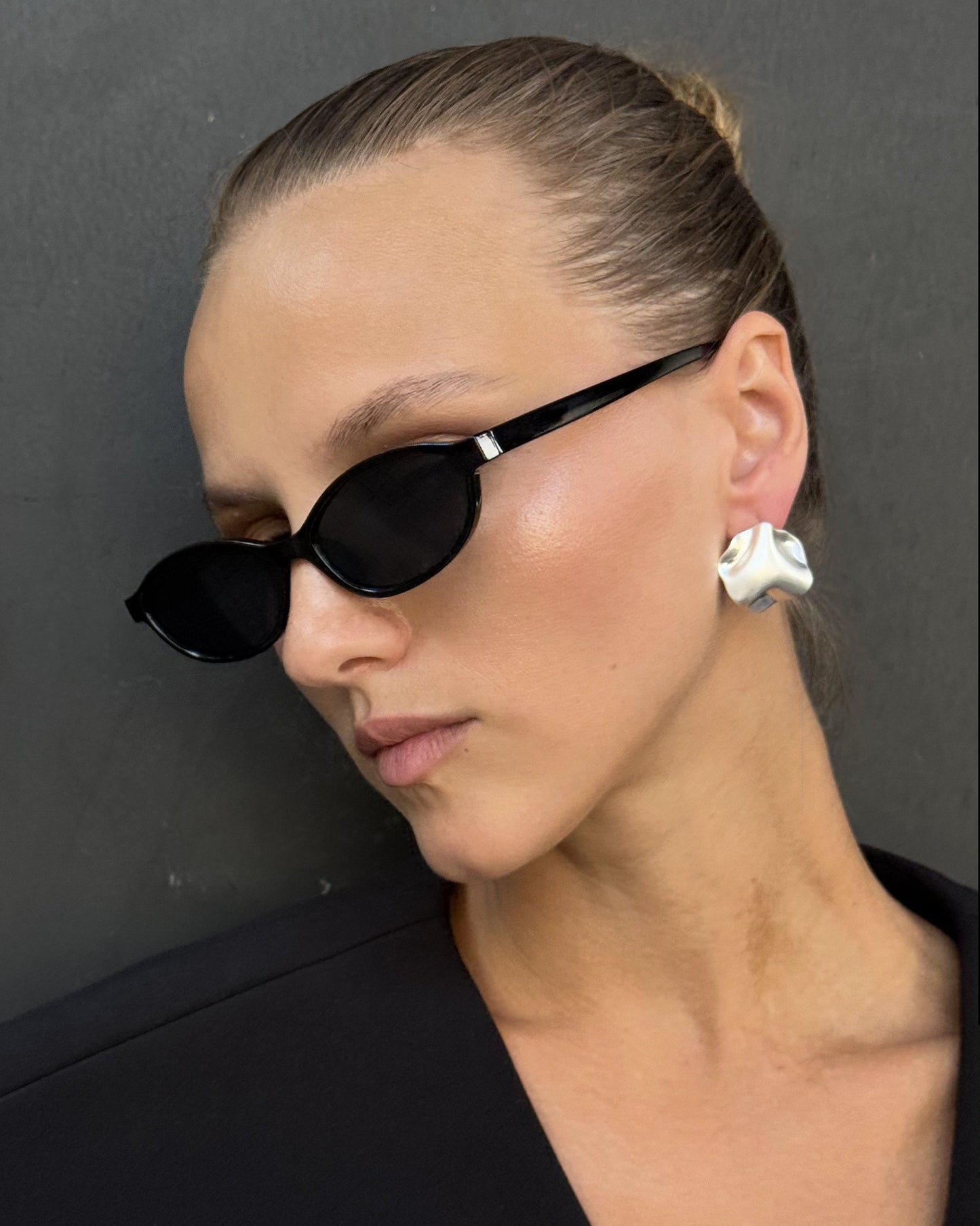 Abstract Sculptural Stud Silver Earrings