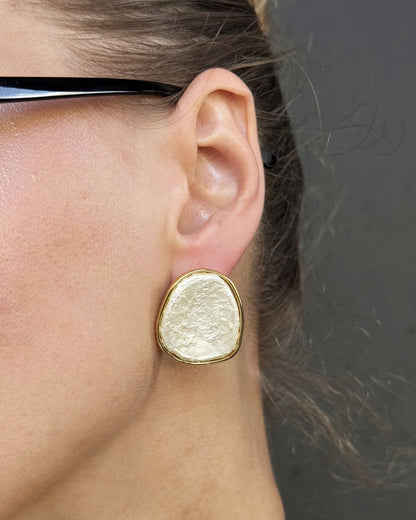 Textured Disc Stud Earrings
