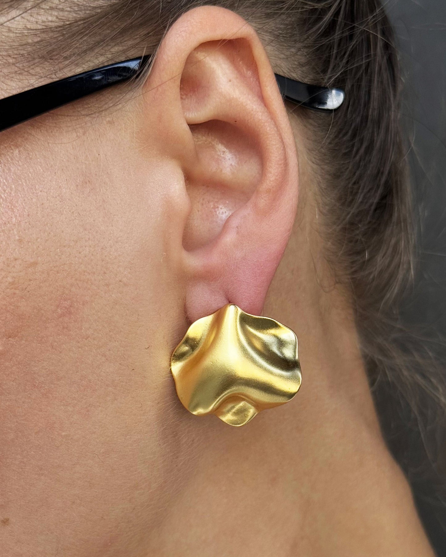 Abstract Sculptural Stud Gold Earrings