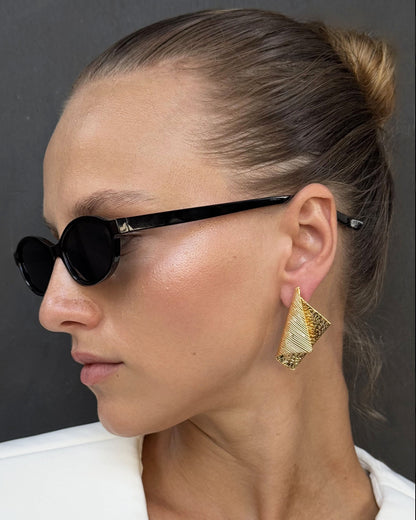 Layered Textured Stud Gold Earrings