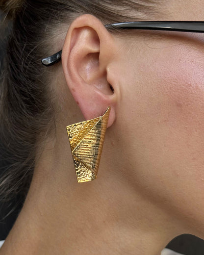 Layered Textured Stud Gold Earrings