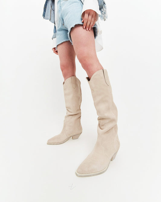 Cream Knee Boots