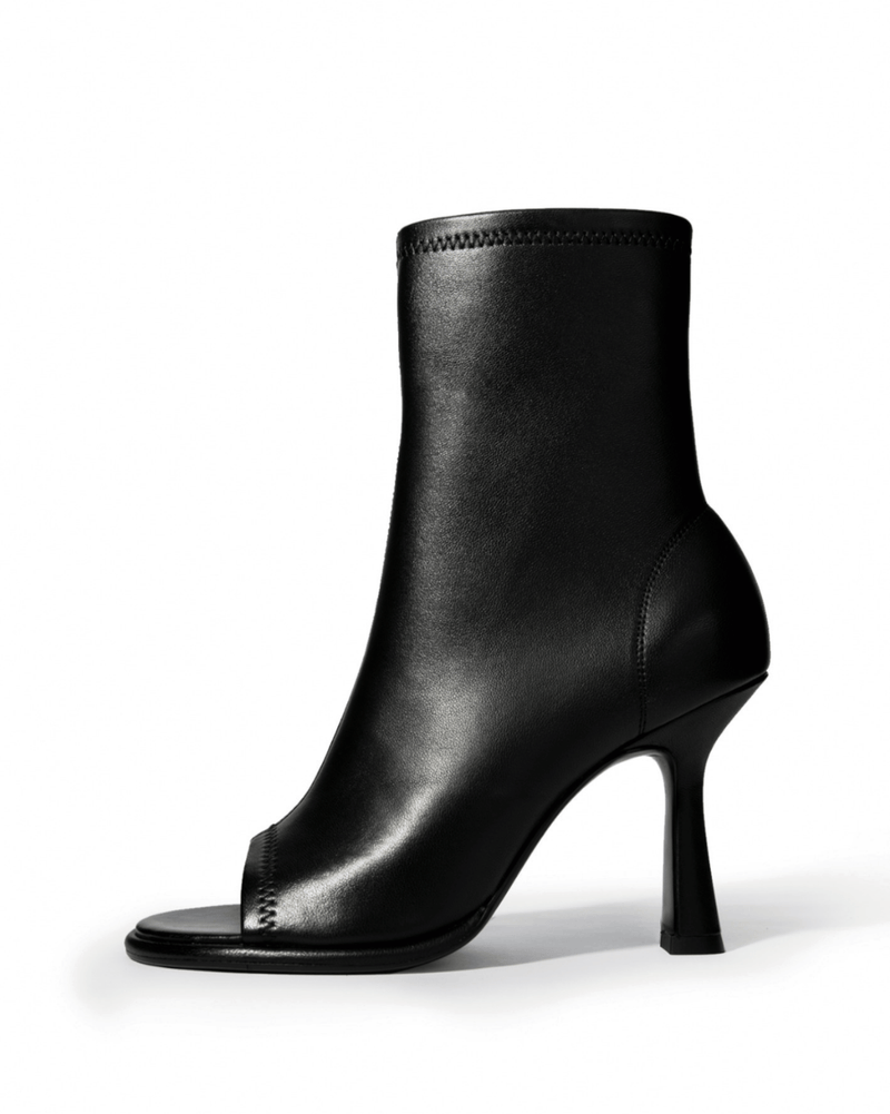 Black Stretch Leather Boots